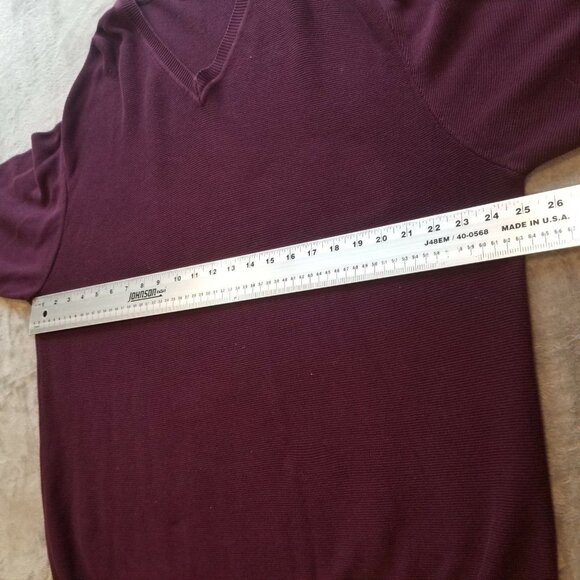 Greg Norman Mens Large Long Sleeves Sweater V-Neck Knitted Pullover Plum Casual - Picture 4 of 6